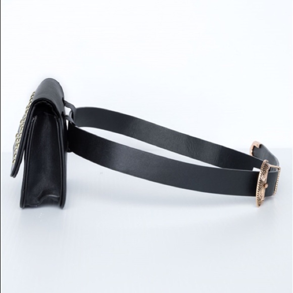 3 FOR $25 Black Faux Leather Studded Belt Purse - Picture 4 of 8
